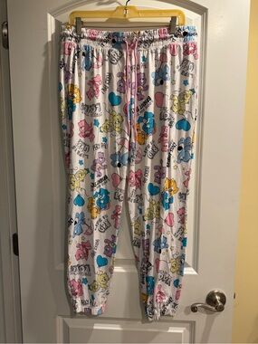 Care Bears White Pajama Pants with Pink, Blue, Yellow and Purple Prints